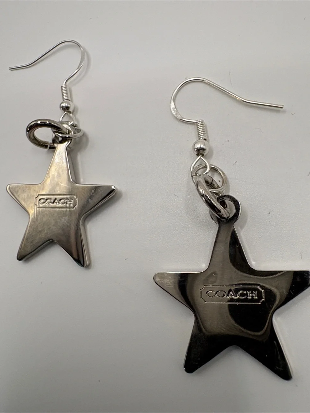 Coach Star Dangle Earrings in Navy and Sterling Silver Wires - Picture 2 of 5